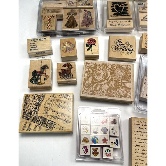 Lot 71 STAMPIN' UP Stamp Affair Rubber Stampede Inkadinkado WOOD STAMPS New/Used - Picture 5 of 9